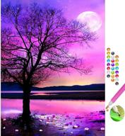 🌳 5d diamond painting kit: full drill set for adults or kids - purple tree style logo