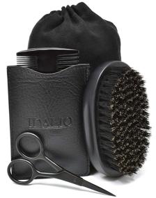 img 4 attached to 🧔 IDALIO Beard Grooming Set for Men - Natural Boar Bristle Brush, Pear Wood Comb, and Stainless Steel Trimming Scissors