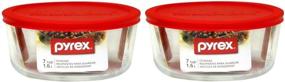 img 1 attached to 🍲 Set of 2 Pyrex Clear 7-Cup Round Storage Dishes with Red Plastic Covers