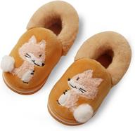 🐻 warm and cute cartoon toddler slippers: boys and girls plush fur indoor house shoes logo