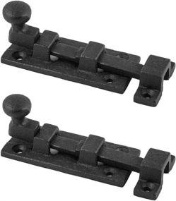 img 4 attached to 🔒 Renovator's Supply: 2 Black Rustproof Wrought Iron Slide Bolts - 3" Wide