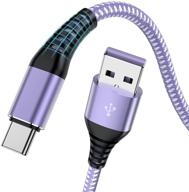 🔌 премиум-плетеный usb-кабель типа c из нейлона - набор из 3 штук по 10 футов для быстрой зарядки samsung galaxy a51/a20/a10/s10/s9/s8/note 8 - фиолетовый (зарядное устройство type c длиной 6 футов) логотип