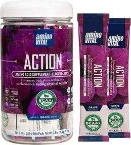 img 4 attached to 🍇 Amino VITAL Действие - пакеты продвижения перед тренировкой с аминокислотами BCAA и электролитами для энергии, без кофеина, кето, растительное питание, 14 одноразовых пакетиков, вкус винограда.