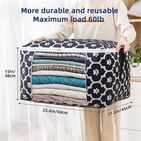 img 1 attached to 🛍️ [Enhanced Version] Waterproof Oxford Cloth Storage Bag, Organizers for Clothes, Comforters, Blankets, Bedding, with Clear Window, 102L Capacity, Pack of 3, Black