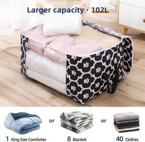 img 3 attached to 🛍️ [Enhanced Version] Waterproof Oxford Cloth Storage Bag, Organizers for Clothes, Comforters, Blankets, Bedding, with Clear Window, 102L Capacity, Pack of 3, Black