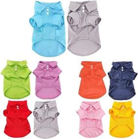 img 4 attached to FUNNYDOGCLOTHES Pack of 2 Colors Dog Polo Shirt & Cute Puppy Cat T-Shirt - Solid Pet Clothes Apparel for Small Pets