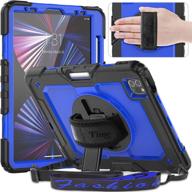 📱 timecity case for ipad pro 11 inch 2021 (3rd gen) - dark blue, built-in screen protector, 360° rotatable kickstand, hand strap, shoulder strap, pencil holder logo