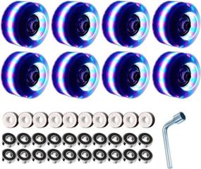 img 4 attached to 🌈 Ilmu Roller Skate Wheels: Light Up Rainbow Quad Rollerskate Parts for Outdoor Skating - 8 Piece Set