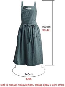 img 3 attached to 👩 Cotton and Linen Cross Back Kitchen Aprons for Women with Pockets - Ideal for Baking, Painting, Gardening, and Cleaning