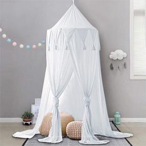 img 4 attached to 🏰 Dix-Rainbow Unique White Bed Canopy: Play Tent Bedding for Kids with Lace Net, Round Dome Design – Perfect for Playing, Reading, and Games, Ideal for Boys and Girls
