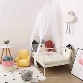 img 3 attached to 🏰 Dix-Rainbow Unique White Bed Canopy: Play Tent Bedding for Kids with Lace Net, Round Dome Design – Perfect for Playing, Reading, and Games, Ideal for Boys and Girls