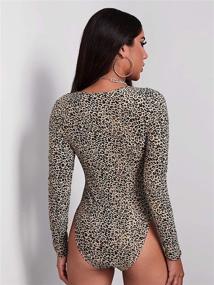 img 3 attached to 🐆 Stylish Leopard Print Bodysuit: MAKEMECHIC Women's Clothing and Bodysuits