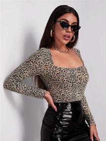 img 2 attached to 🐆 Stylish Leopard Print Bodysuit: MAKEMECHIC Women's Clothing and Bodysuits