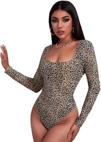 img 4 attached to 🐆 Stylish Leopard Print Bodysuit: MAKEMECHIC Women's Clothing and Bodysuits