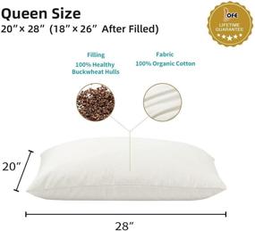 img 3 attached to Органическая подушка из гречихи для сна - размер Queen 20''x28'', регулируемая высота, дышащая для прохладного сна, поддержка шеи для спящих на спине и на боку (гречиха Тартарии)