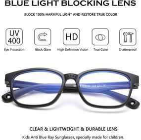 img 2 attached to DeBuff Kids Square Blue Light Blocking Glasses with Nerd-Style Soft Eyeglasses Frame, Enhanced UV400 Protection