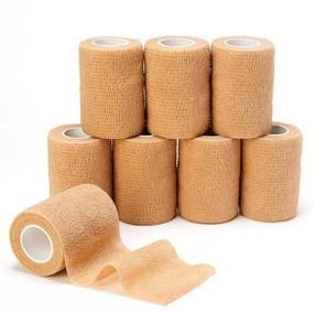 img 4 attached to 🩹 8 Pack Self Adhesive Bandage Tape, 3 Inch X 5 Yard, Elastic Cohesive Bandage Wrap for First Aid, Sports, Wrist & Ankle