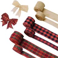 🎃 aishna 6 rolls 24 yards plaid wired ribbon for thanksgiving wreaths, diy wrapping, halloween pumpkin ribbons for crafts decoration - 1 inch & 2 inch options included logo