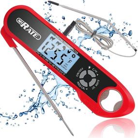 img 4 attached to 🔴 Red Digital Meat Thermometer: IP67 Waterproof, 5 Temperature Settings, Instant Read, Dual Probe Magnet Included for Oven, Grill, BBQ, Turkey and Kitchen