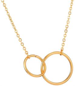 img 4 attached to JIAHATE Stainless Steel Double Circle Pendant Necklace - Interlocking Circles Infinity Linked Rings Generation Best Friendship Necklaces for Women,Gold