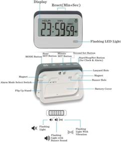 img 1 attached to ⏲️ Multipurpose Digital Timer - Large LCD Display, Clock, Countup, Countdown - Accurate to Seconds - Perfect for Cooking, Study, Games (Grey)