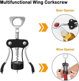 img 2 attached to 🍾 BamLue Wing Corkscrew: The Ultimate Multifunctional Wine Cork and Beer Cap Bottles Opener Remover for Kitchen, Chateau, Restaurant Bars, Daily Use, and Waiters - Standard