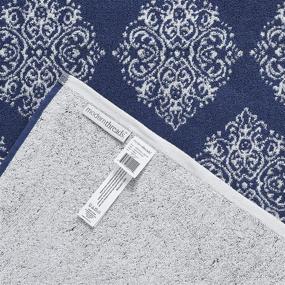 img 1 attached to 🧖 Luxurious Amrapur Overseas Artesia Damask Jacquard Towel Set - Reversible & Yarn Dyed - 6 Piece, Standard Size, Indigo