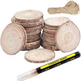 img 4 attached to 🎨 30 Pcs of Unfinished Predrilled Wooden Circles, 2.4-2.8 Inch in Size, with Wood Burning Marker Pen - Ideal for DIY Wood Painting, Christmas Ornaments, Crafts Supplies - WOWOSS Natural Wood Slices