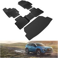 🔥 premium kiwi master floor mats & cargo liners set for 2019-2021 toyota rav4 | all-weather protection, compatible with all models | front & rear 2-row seat tpe slush liner | black logo