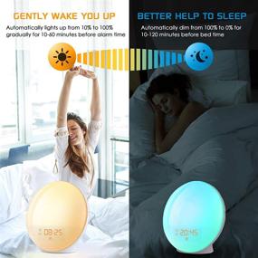 img 2 attached to 🌅 Sunrise Alarm Clock Wake Up Light – Simulate Sunrise/Sunset, Dual Alarms, Snooze, 7 Color Lamp, Natural Sounds, FM Radio, Phone Charger