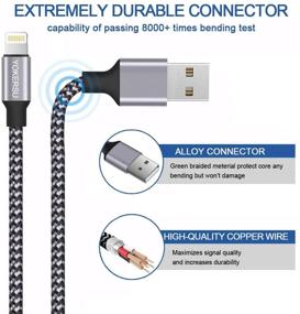 img 2 attached to 📱 Зарядное устройство iPhone с сертификацией Apple MFi, YOKERSU 3PACK 6ft Плетеный кабель Lightning из нейлона - Быстрая зарядка и синхронизация данных, совместимый с iPhone 13 12 11 Pro Max XS MAX XR X 8 7 Plus SE iPad