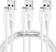 ๐ high-quality 3-pack apple mfi certified 10ft iphone charging cable - lightning to usb wire for iphone 12 11 xs max xr x 8 7 6 5 plus se 2020 ipad pro ipod airpods logo