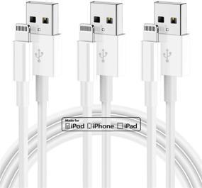 img 4 attached to 🔌 High-Quality 3-Pack Apple MFi Certified 10ft iPhone Charging Cable - Lightning to USB Wire for iPhone 12 11 Xs Max XR X 8 7 6 5 Plus SE 2020 iPad Pro iPod Airpods