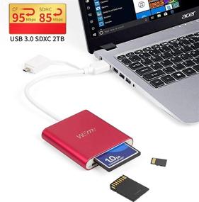 img 3 attached to 📷 WEme SD Card Reader, Aluminum SuperSpeed Micro SD Card Converter with OTG Adapter for SanDisk CF TF SDHC SDXC MMC Card, USB 3.0 SD Card Reader Writer for iMac, MacBook Air, Samsung Galaxy, HTC, LG