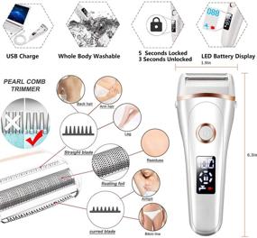 img 1 attached to 🪒 Rechargeable Back Shaver for Women - Wet Dry Electric 3 in 1 Body Trimmer Razor, Waterproof for Legs, Underarms, and Bikini, Cordless Remover for Wet/Dry Use - Includes Two Additional Cutting Blades