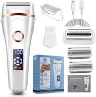 🪒 rechargeable back shaver for women - wet dry electric 3 in 1 body trimmer razor, waterproof for legs, underarms, and bikini, cordless remover for wet/dry use - includes two additional cutting blades logo