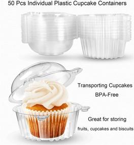 img 2 attached to 🧁 Stackable Individual Cupcake Containers, 50 Pack Clear Plastic Muffin Dome Holders with Lids – Perfect for Sandwiches, Hamburgers, Fruit Salads