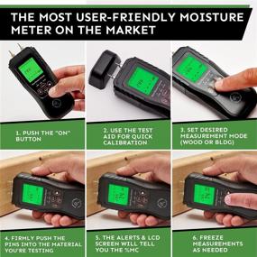 img 1 attached to Moisture Meter For Wood - Digital Dampness Sensor Detector For Wood, Firewood, Brick, Drywall, Paper, Floor, Plaster - Accurate Woodworking Moisture Gauge