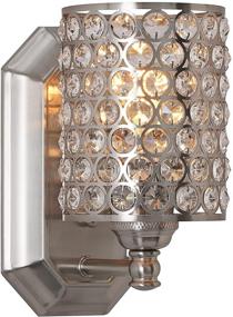 img 3 attached to 💡 Doraimi Modern Brushed Nickel Crystal Wall Sconce Light Fixture with Opal Polyhedral Shade for Bathroom and Bedroom, LED Bulb Not Included