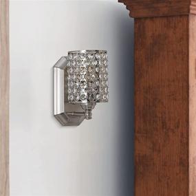 img 2 attached to 💡 Doraimi Modern Brushed Nickel Crystal Wall Sconce Light Fixture with Opal Polyhedral Shade for Bathroom and Bedroom, LED Bulb Not Included