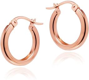 img 3 attached to 💍 Sleek Sterling Silver Square-Tube Hoop Earrings: Polished Finish, 0.07" Wide, 0.59"-1.77" Diameter