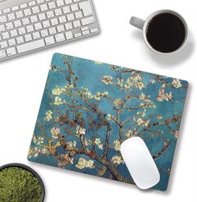 img 1 attached to 🖼️ Van Gogh Almond Blossoms Mouse Pad - Pretty Floral Painting, Waterproof Square Mouse Mat with Non-Slip Rubber Base for Home Office Laptop Use