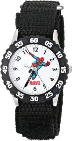 img 3 attached to Marvel Kids' W000106 Time Teacher Stainless Steel Watch - Black Nylon Band