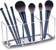 💄 clear acrylic makeup brush holder organizer for vanity - 3 slot storage solution for cosmetics brushes logo