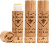 🐝 bee bella lip balms: beeswax, coconut oil, jojoba oil, vitamin e oil, argan oil, and more for soft and smooth lips | long-lasting moisture | handcrafted in usa | peppermint, 3 pack logo