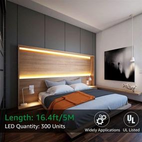 img 1 attached to 🔆 Olafus 16.4ft Warm White Dimmable LED Strip Lights - UL Listed Plug, Flexible Under Cabinet Lighting Kit, 5m 300 LEDs 2835, 3000K Bright Tape Lighting for Indoor Bedroom