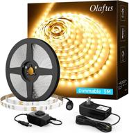 🔆 olafus 16.4ft warm white dimmable led strip lights - ul listed plug, flexible under cabinet lighting kit, 5m 300 leds 2835, 3000k bright tape lighting for indoor bedroom логотип