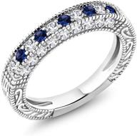 💍 stunning gem stone king 925 sterling silver wedding band ring - blue & white created sapphire, 1.00 cttw, sizes 5-9 logo