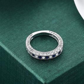 img 2 attached to 💍 Восхитительное кольцо из серебра 925 Gem Stone King Wedding Band - синий и белый искусственный сапфир, 1,00 карат, размеры с 5 по 9.