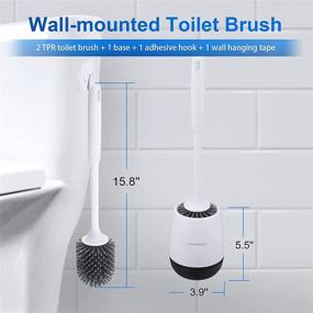 img 2 attached to MOHOO Silicone Toilet Brush Set - 2 Brushes, 1 Bowl, Effective Bathroom Toilet Cleaner